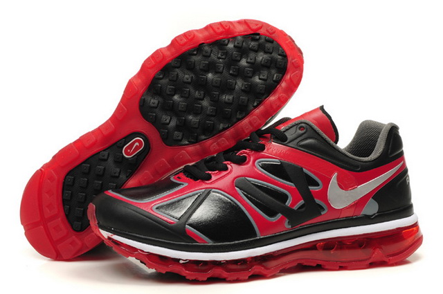 Nike Air Max 2012 Leather Mens Black Red Grey